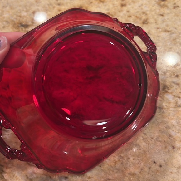 Vintage antique red depression glass candy bowl - Picture 5 of 5